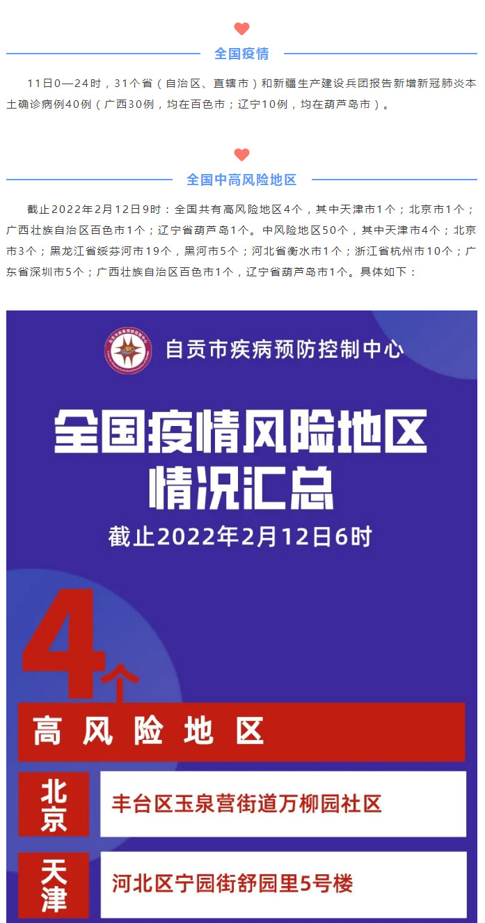 自贡疾控：全国中高风险地区54个，新增本土病例40例